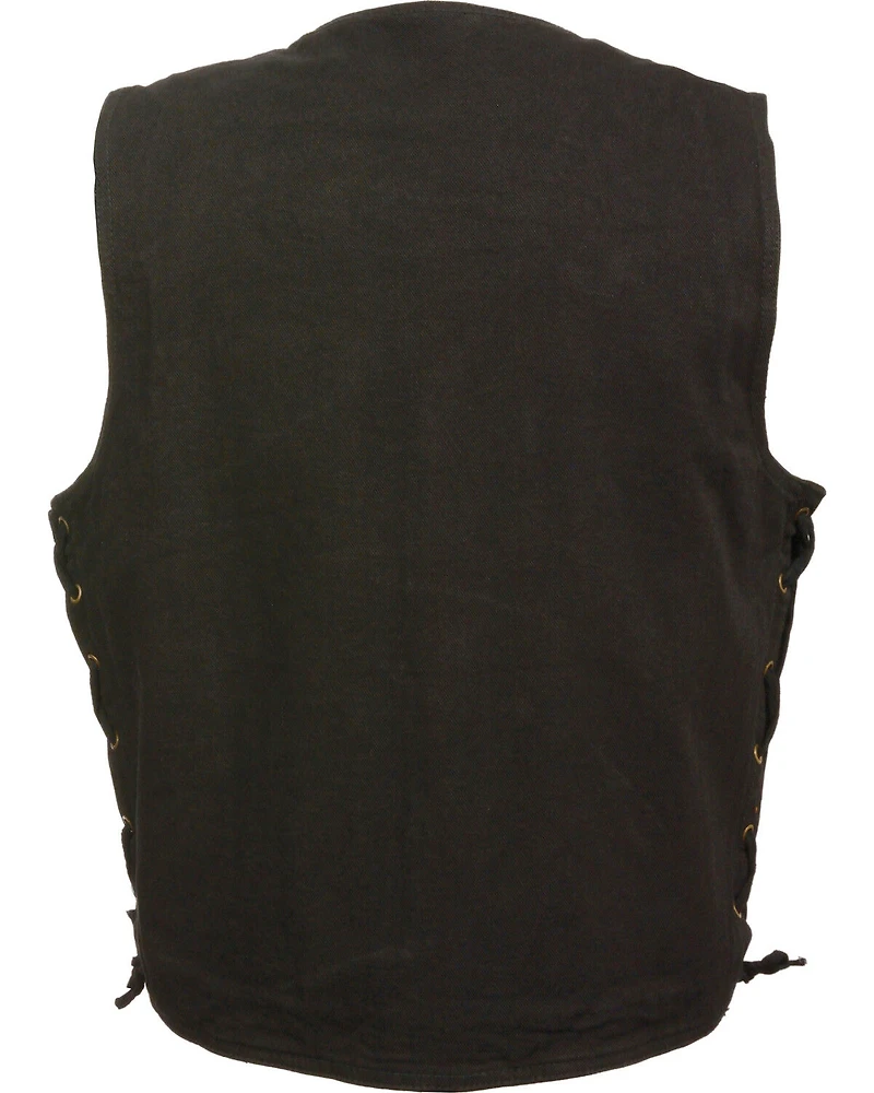 Milwaukee Leather Men's Side Lace Denim Vest with Chest Pockets - Big 4X