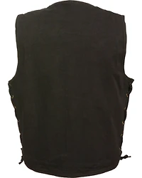 Milwaukee Leather Men's Side Lace Denim Vest with Chest Pockets - Big 4X