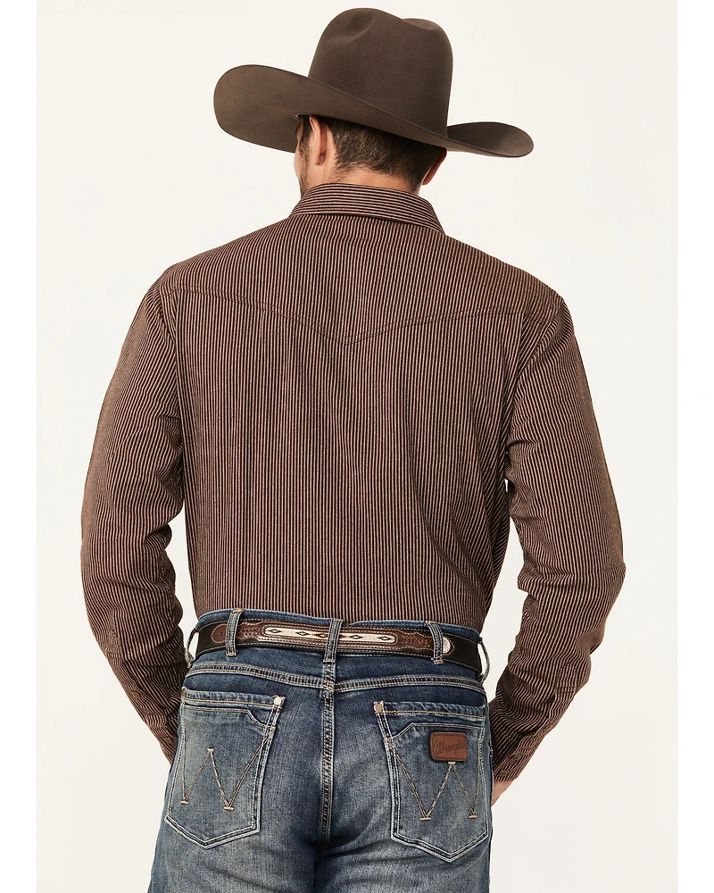 Blue Ranchwear Men's Somerville Herringbone Striped Print Long Sleeve Snap Work Shirt