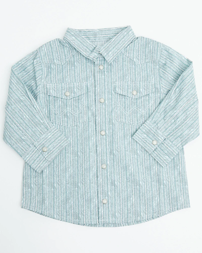Wrangler Toddler Boys' Paisley Print Long Sleeve Snap Stretch Western Shirt