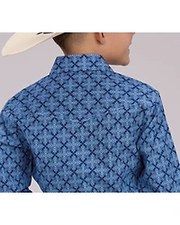 Roper Boys' Medallion Print Short Sleeve Snap Western Shirt