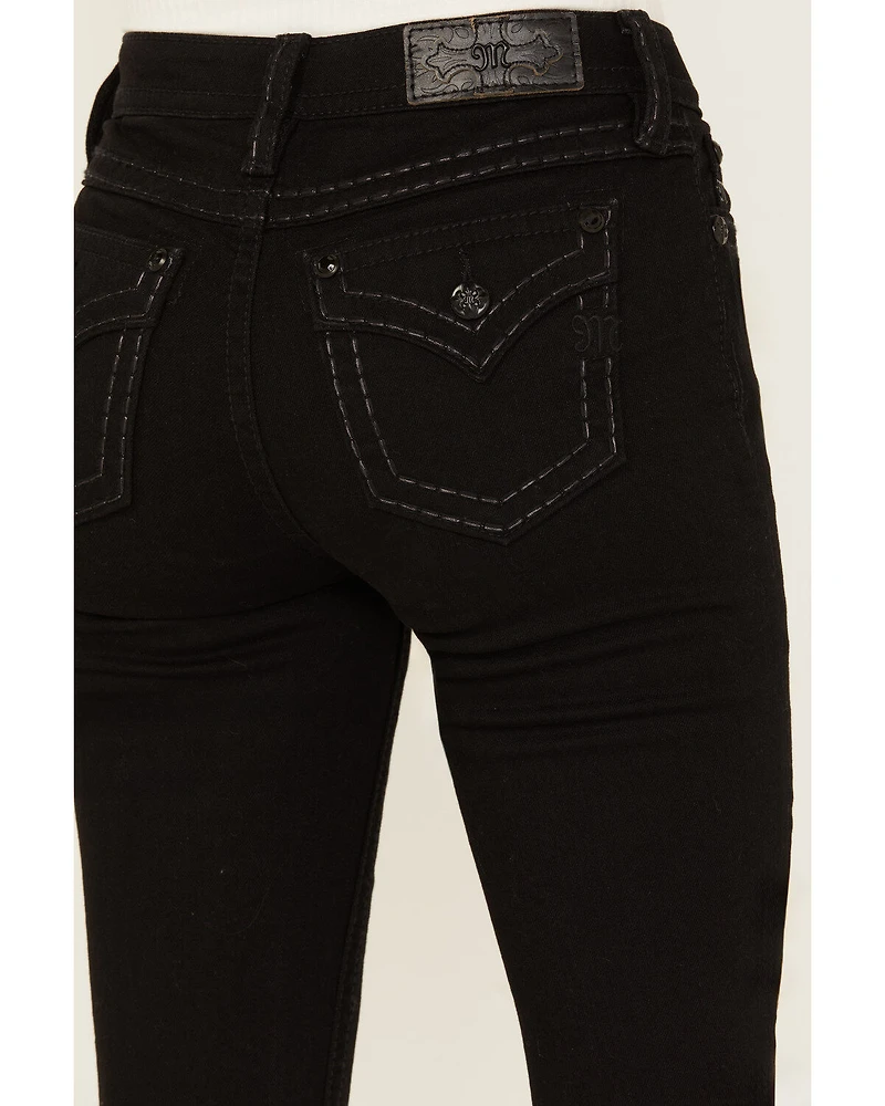 Miss Me Women's Classic Mid Rise 34" Bootcut Stretch Denim Jeans