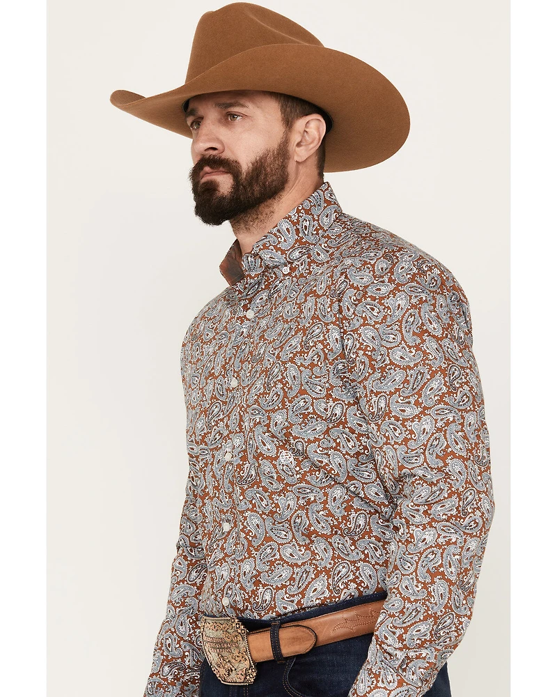 Roper Men's Amarillo Paisley Print Long Sleeve Button Down Western Shirt