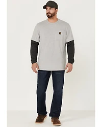 Hawx Men's Layered Pocket Light Gray Long Sleeve Work T-Shirt