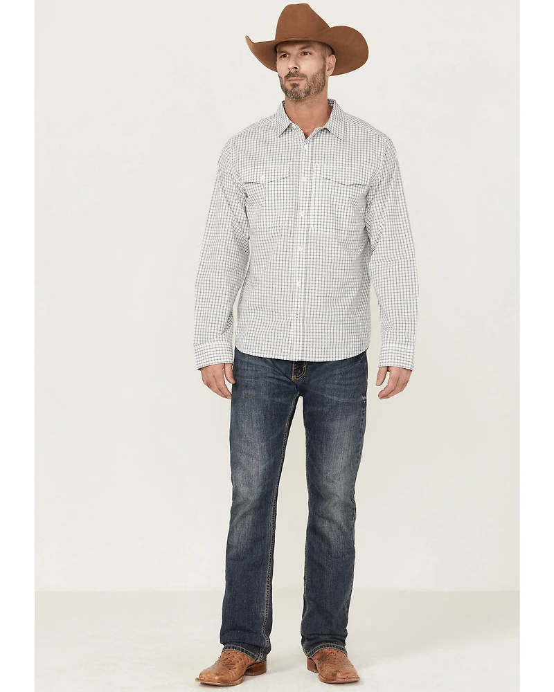 Brothers and Sons Men's Plaid Print Long Sleeve Button-Down Performance Shirt