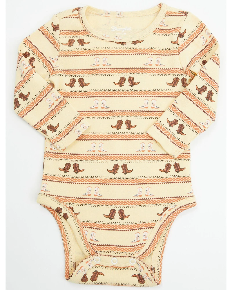 Wrangler Infant Boys' Cowboy Boot Long Sleeve Snap Onesie