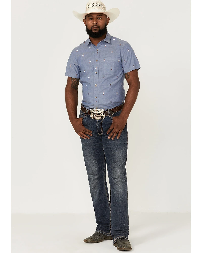 Pendleton Men's Carson Chambray Dobby Short Sleeve Button Down Western Shirt