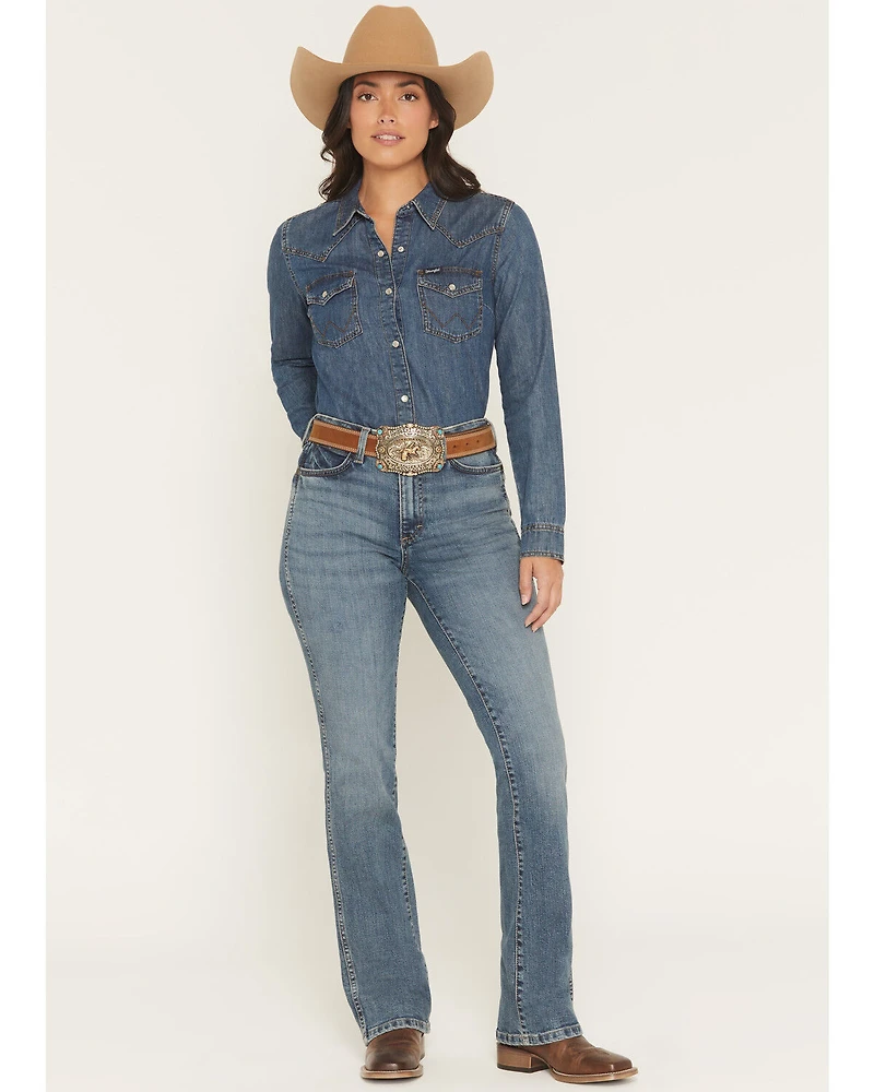 Wrangler Retro Women's Dark Wash Natalia High Rise Bailey Bootcut Stretch Denim Jeans