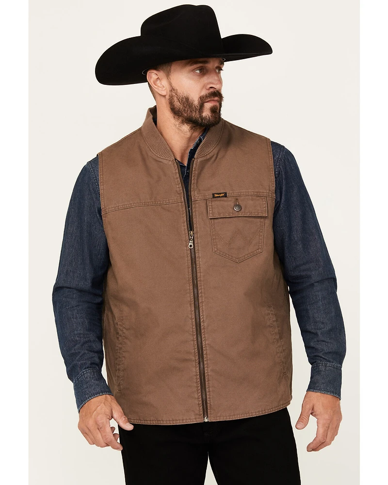 Wrangler Men's Harvest Quilted Lined Zipper Vest