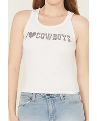 Youth Revolt Women's I Heart Cowboys Rhinestone Tank Top