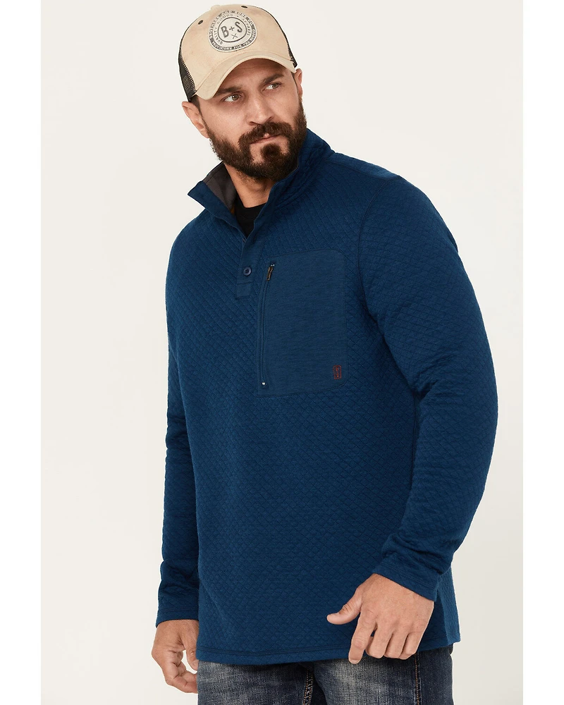 Brothers and Sons Men's Quilted Button Mock Pullover