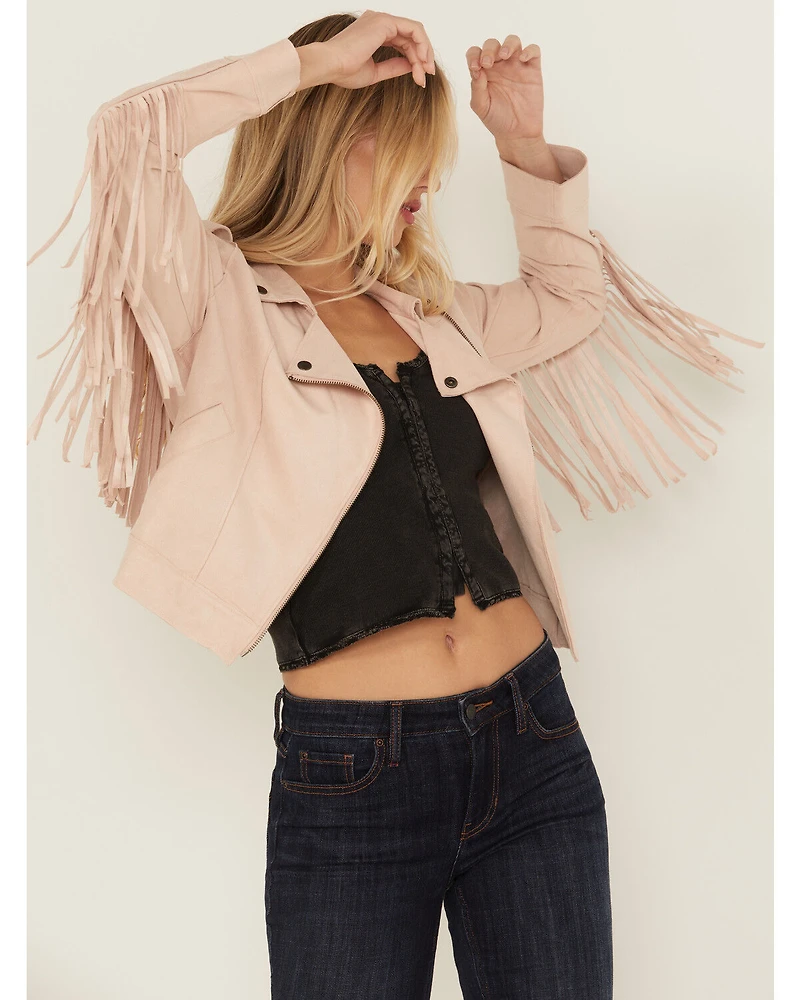 Idyllwind Women's Odessa Faux Suede Fringe Moto Jacket