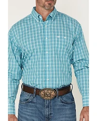 Wrangler Men's Plaid Print Long Sleeve Button-Down Stretch Western Shirt