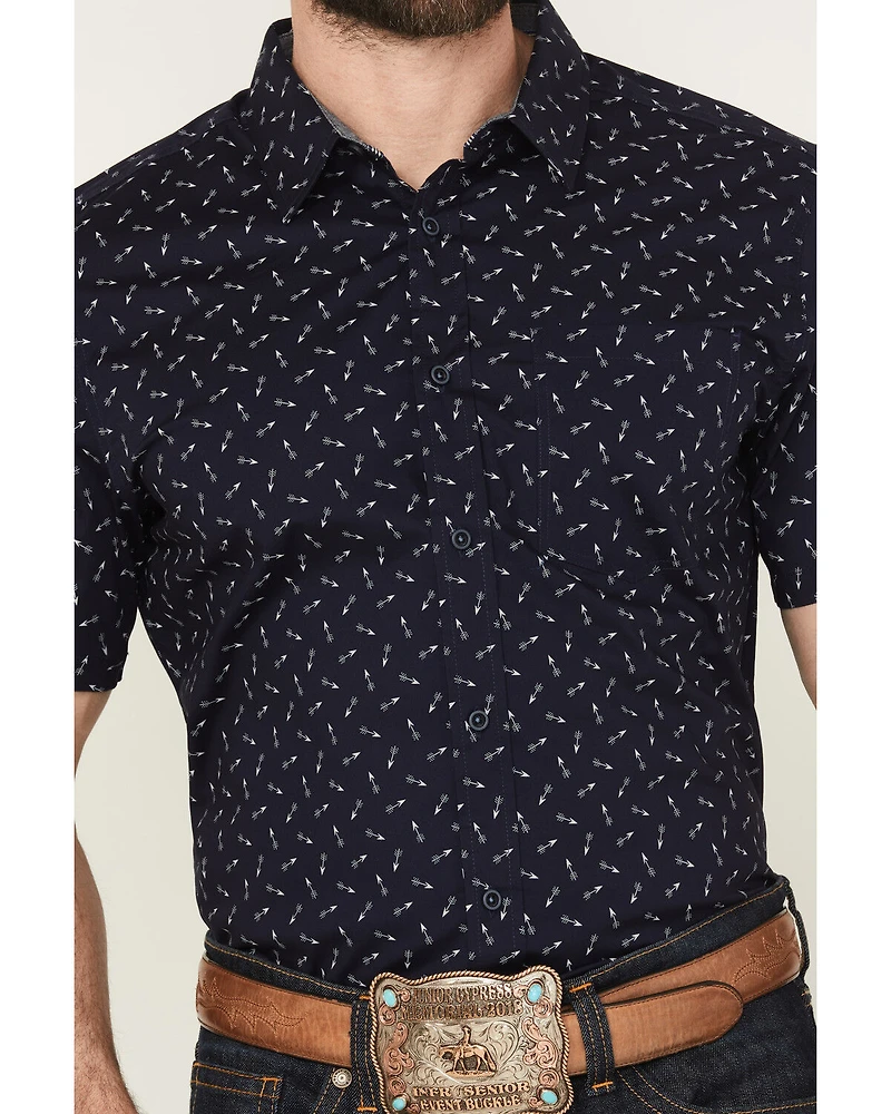Cody James Men's Idaho Geo Print Short Sleeve Button-Down Stretch Western Shirt