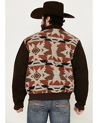 Cripple Creek Men's Brown Navajo Blanket Print Snap-Front Bomber Jacket
