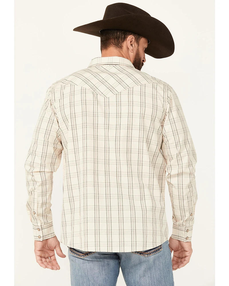 Moonshine Spirit Men's Rhythm Plaid Print Long Sleeve Snap Western Shirt