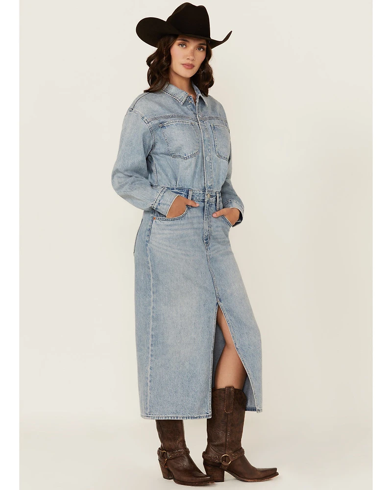 Levi's Premium Women's Light Wash Western Denim Midi Dress