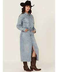 Levi's Premium Women's Light Wash Western Denim Midi Dress