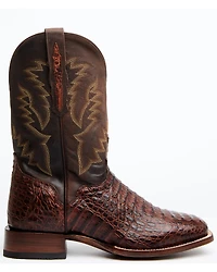 El Dorado Men's Handmade Caiman Back Brass Stockman Boots - Broad Square Toe