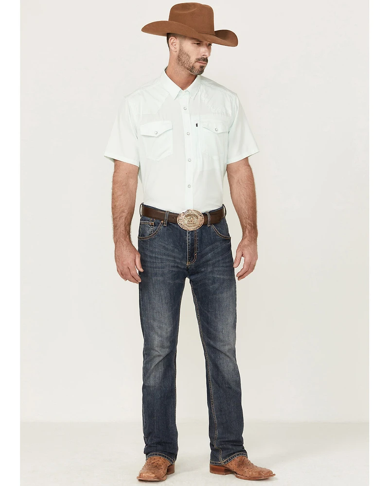 RANK 45® Men's 8 Seconds Short Sleeve Pearl Snap Western Tech Shirt