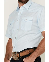 Rodeo Clothing Men's Tonal Satin Striped Short Sleeve Pearl Snap Western Shirt