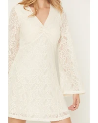 Shyanne Women's Long Bell Sleeve Lace Mini Dress