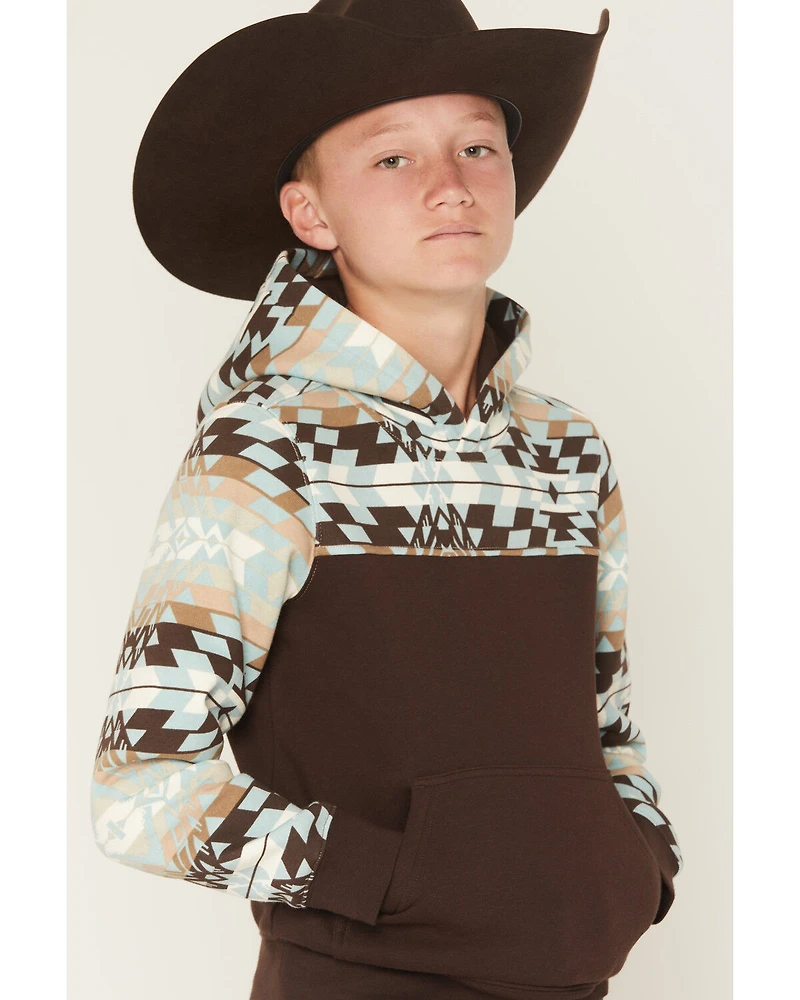 RANK 45® Boys' Dusted Southwestern Colorblock Hooded Sweatshirt