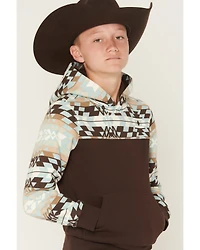 RANK 45® Boys' Dusted Southwestern Colorblock Hooded Sweatshirt