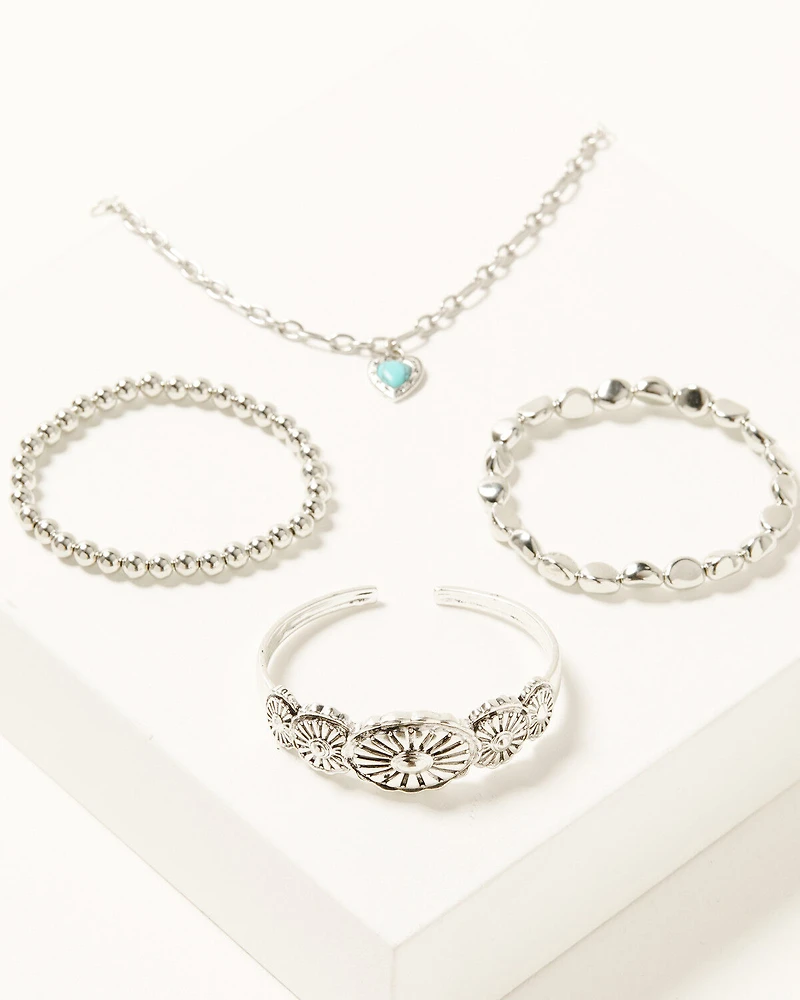 Shyanne Women's Western Cuff Mixed Media Bracelet Set - 4 Piece