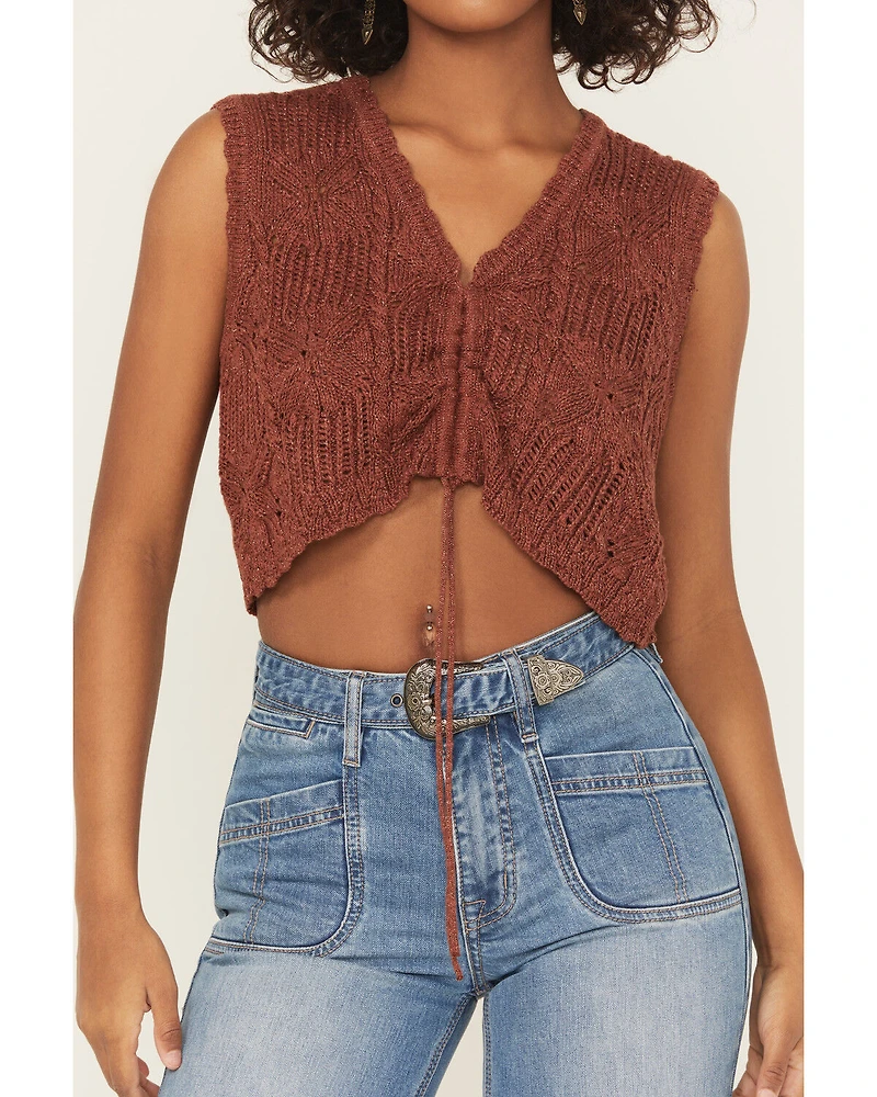 Shyanne Women's Metallic Cinch-Front Sweater Tank