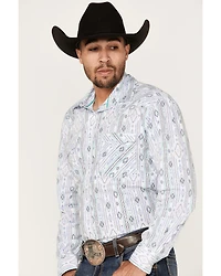 Rough Stock By Panhandle Men's Southwestern Dot Print Long Sleeve Pearl Snap Western Shirt