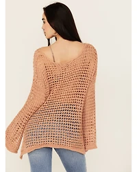 People of Leisure Women's Open Crochet Long Sleeve Sweater