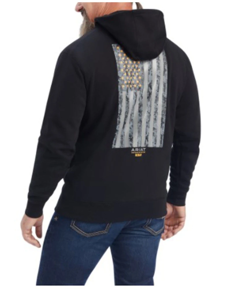 Ariat Men's Rebar Workman Reflective Flag Graphic Hooded Work Jacket