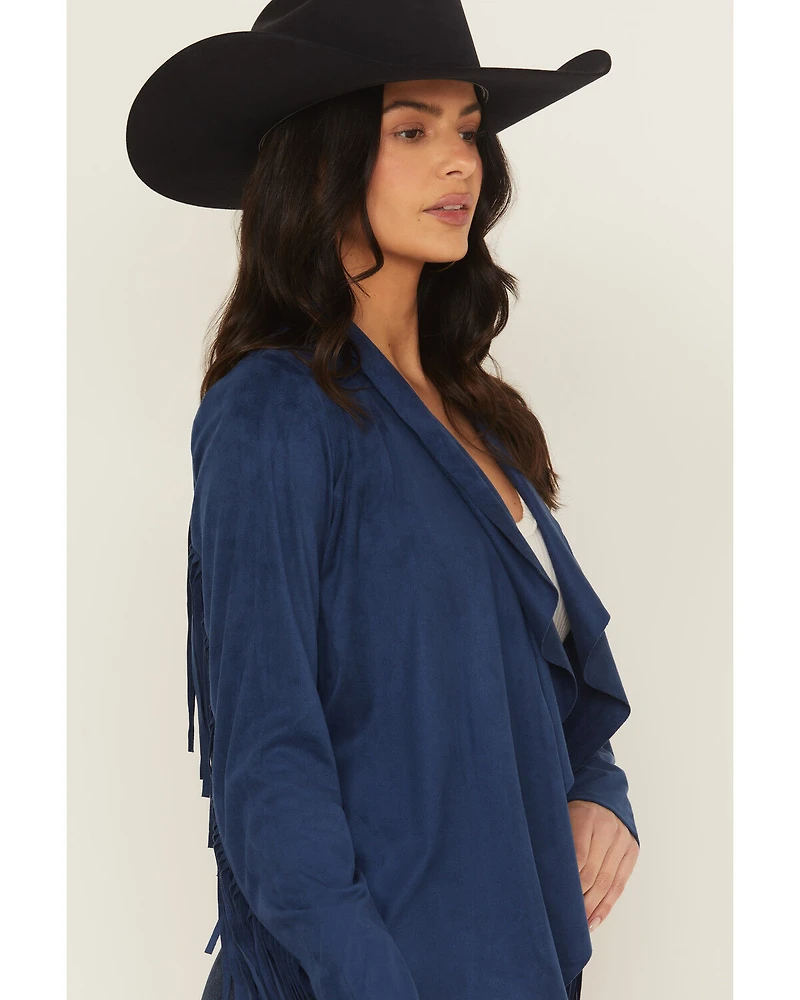 Shyanne Women's Cascade Front Fringe Faux Suede Jacket