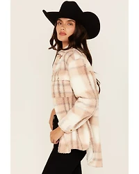 26 International Women's Plaid Print Sherpa Shacket