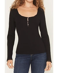 Idyllwind Women's Sugarhill Lace Long Sleeve Ribbed Shirt