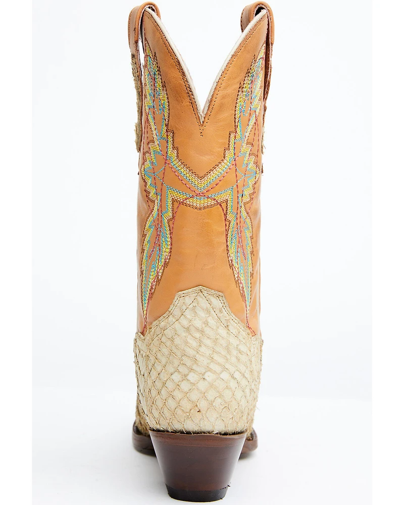 Dan Post Women's Queretaro Exotic Seabass Western Boots - Square Toe