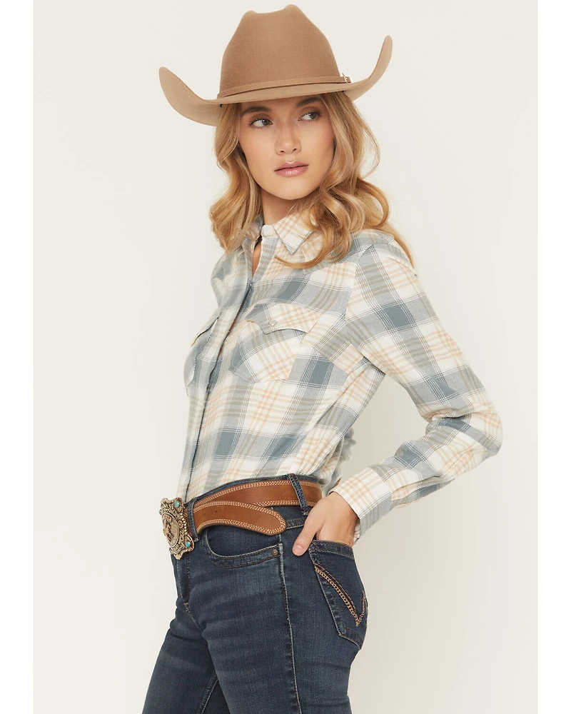Wrangler Retro Women's Boot Barn Exclusive Plaid Print Long Sleeve Pearl Snap Flannel Shirt