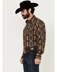 Wrangler Men's Southwestern Print Long Sleeve Snap Western Shirt