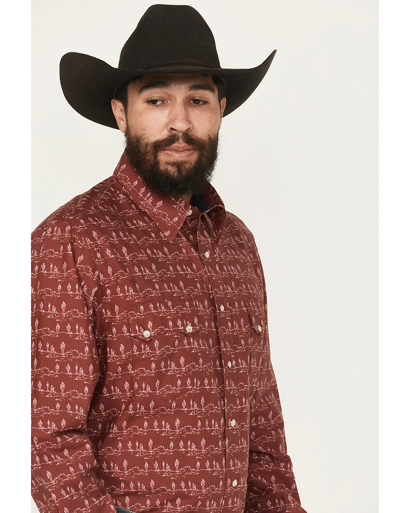 Roper Men's West Made Desert Print Long Sleeve Pearl Snap Western Shirt