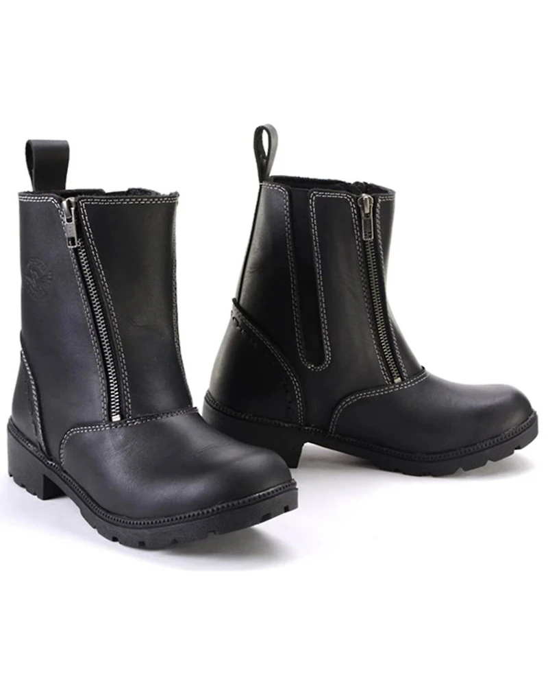 Milwaukee Leather Women's Dual Zipper Motorcycle Boots - Round Toe