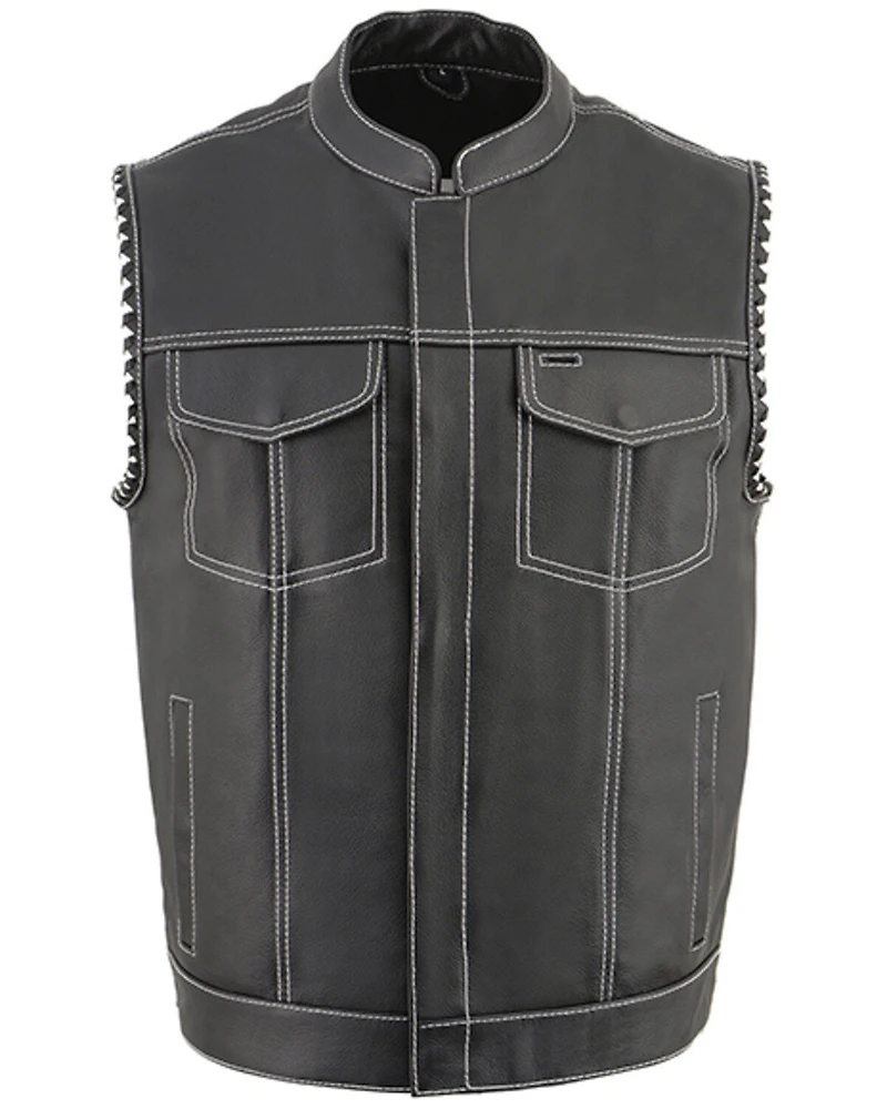 Milwaukee Leather Men's Old Glory Laced Arm Hole Concealed Carry Leather Vest - 4X