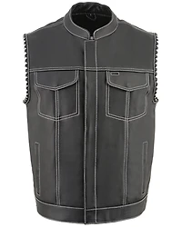 Milwaukee Leather Men's Old Glory Laced Arm Hole Concealed Carry Leather Vest - 4X