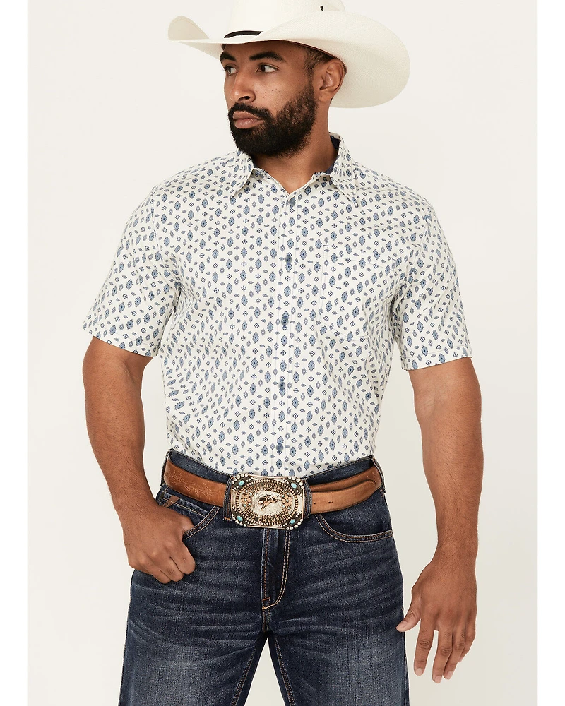Cody James Men's Tusk Southwestern Geo Print Short Sleeve Button-Down Stretch Western Shirt
