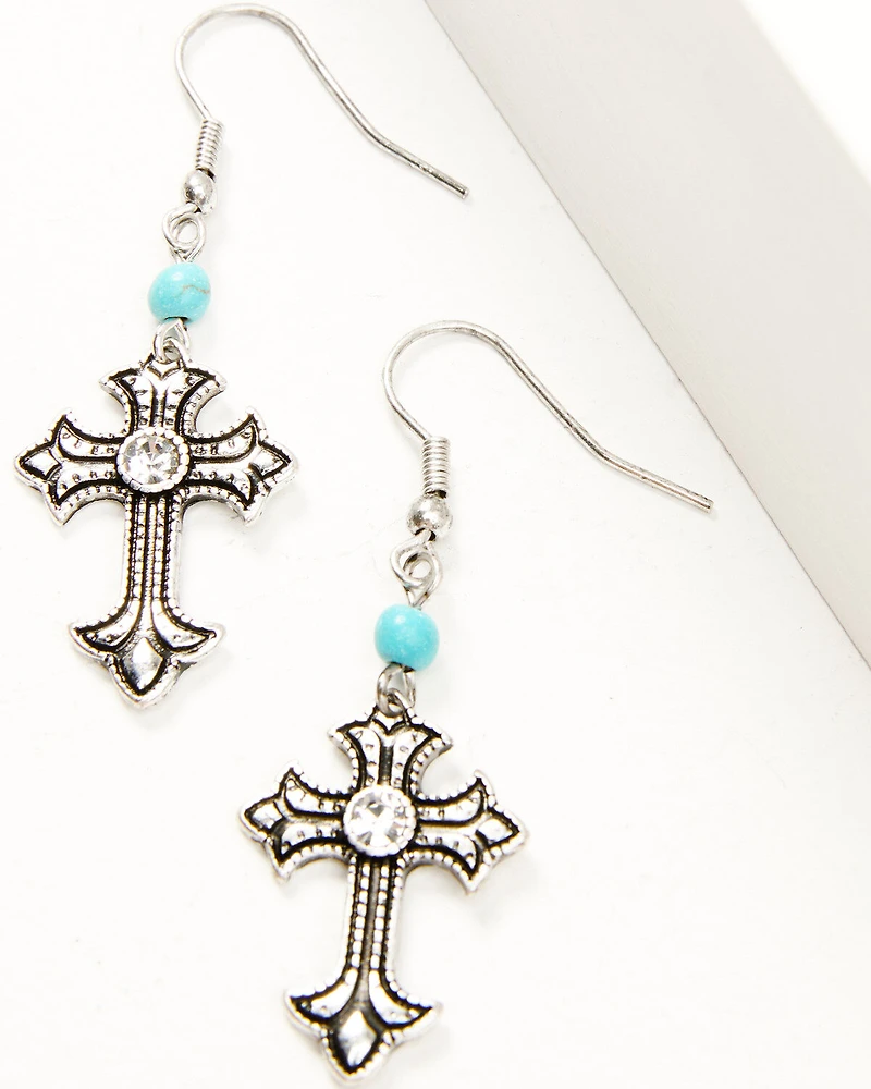 Shyanne Women's Bisbee Falls Silver Longhorn & Cross 6-Piece Earrings Set