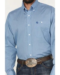 George Strait by Wrangler Men's Geo Print Long Sleeve Button-Down Stretch Western Shirt