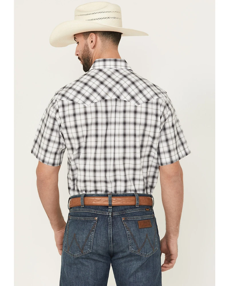 Wrangler Retro Men's Plaid Print Short Sleeve Snap Western Shirt