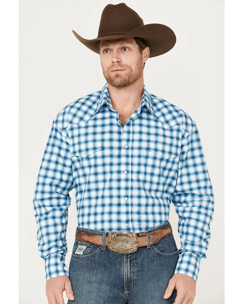 Roper Men's Amarillo Plaid Print Long Sleeve Button-Down Stretch Western Shirt