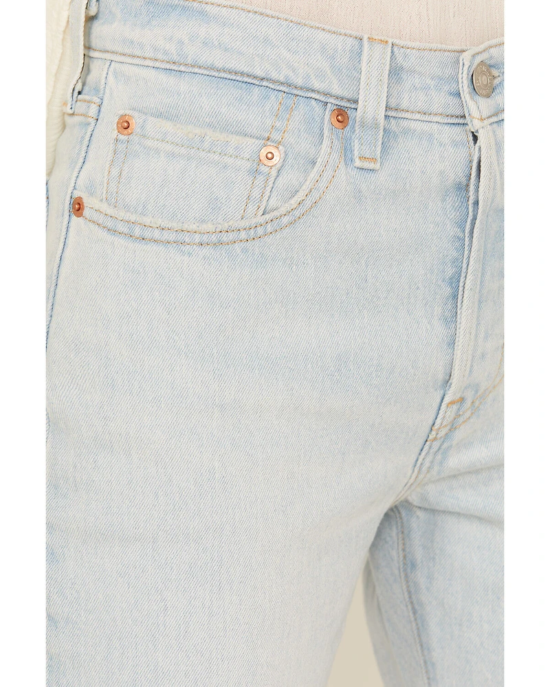 Levi's Women's Stepped Away Light Wash High Rise 501 Straight Stretch Denim Jeans