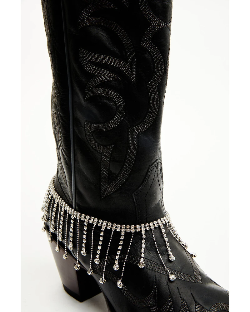 Shyanne Women's Rhinestone Studded Fringe Boot Jewelry